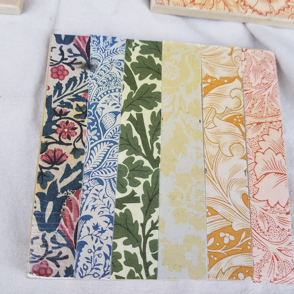 William Morris Style Ceramic Tile Coasters Set of 5 Multicolor Floral Arts Craft
